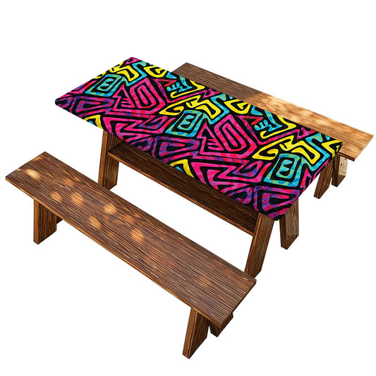 Psychedelic Funky Pattern Print Picnic Table Cover