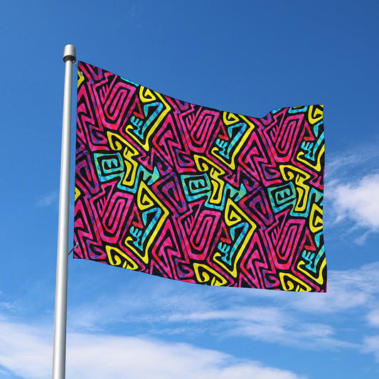 Psychedelic Funky Pattern Print Polyester Flag