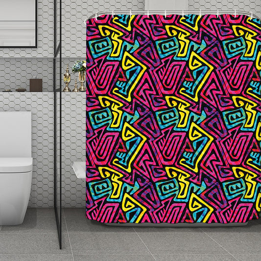 Psychedelic Funky Pattern Print Polyester Shower Curtain