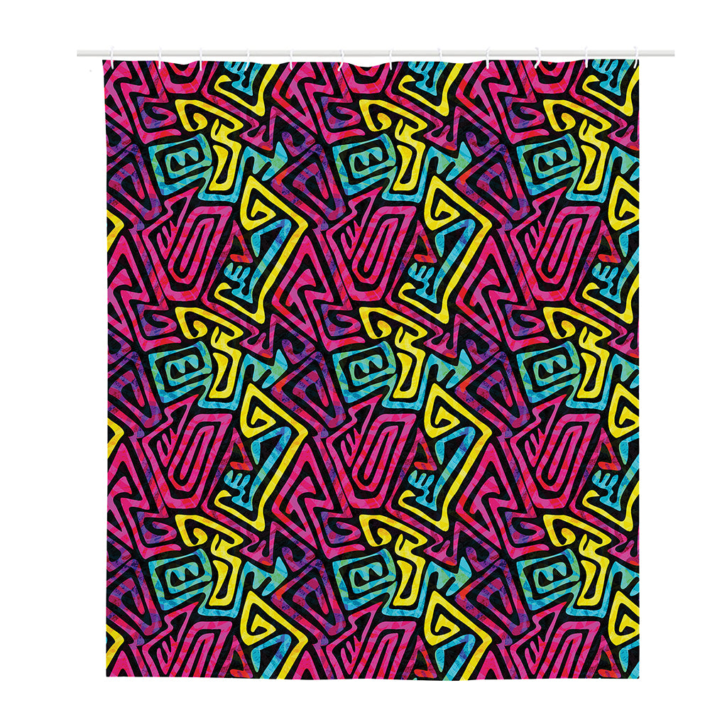 Psychedelic Funky Pattern Print Polyester Shower Curtain