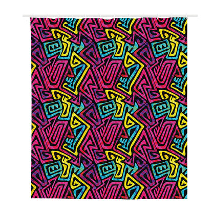 Psychedelic Funky Pattern Print Polyester Shower Curtain