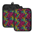 Psychedelic Funky Pattern Print Pot Holders With Pocket