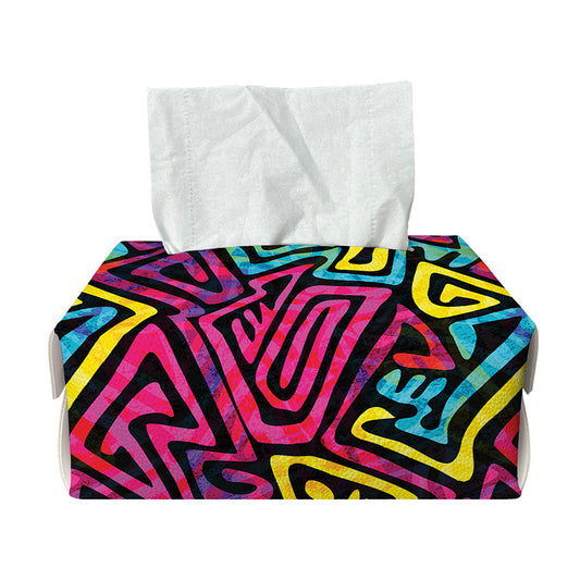 Psychedelic Funky Pattern Print Rectangle Tissue Box Cover
