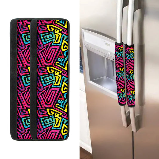 Psychedelic Funky Pattern Print Refrigerator Handle Covers