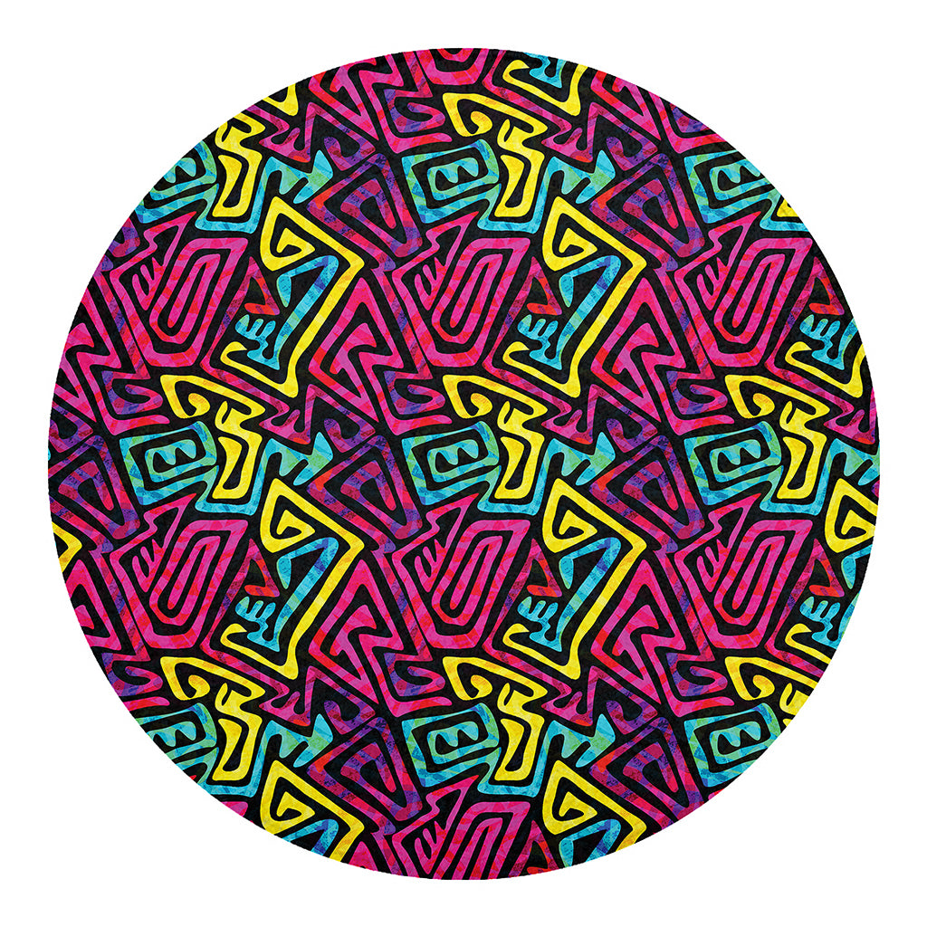 Psychedelic Funky Pattern Print Round Blanket