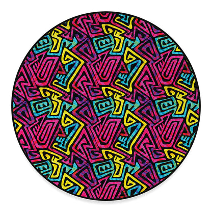 Psychedelic Funky Pattern Print Round Floor Mat
