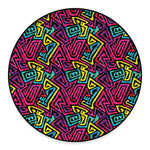 Psychedelic Funky Pattern Print Round Floor Mat