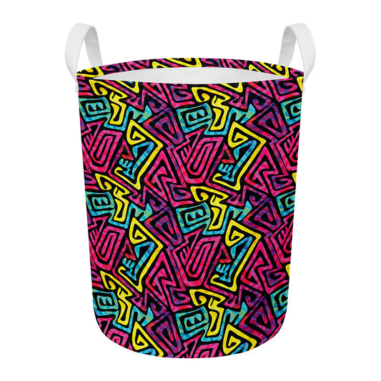Psychedelic Funky Pattern Print Round Laundry Basket