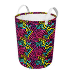 Psychedelic Funky Pattern Print Round Laundry Basket
