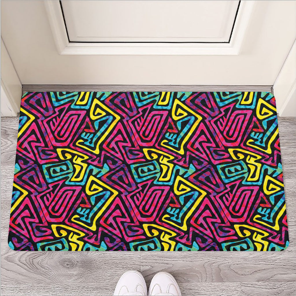 Psychedelic Funky Pattern Print Rubber Doormat