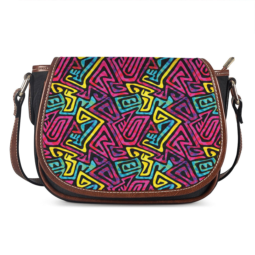 Psychedelic Funky Pattern Print Saddle Bag