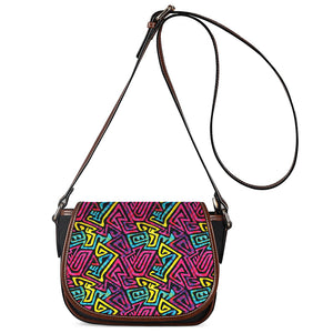 Psychedelic Funky Pattern Print Saddle Bag