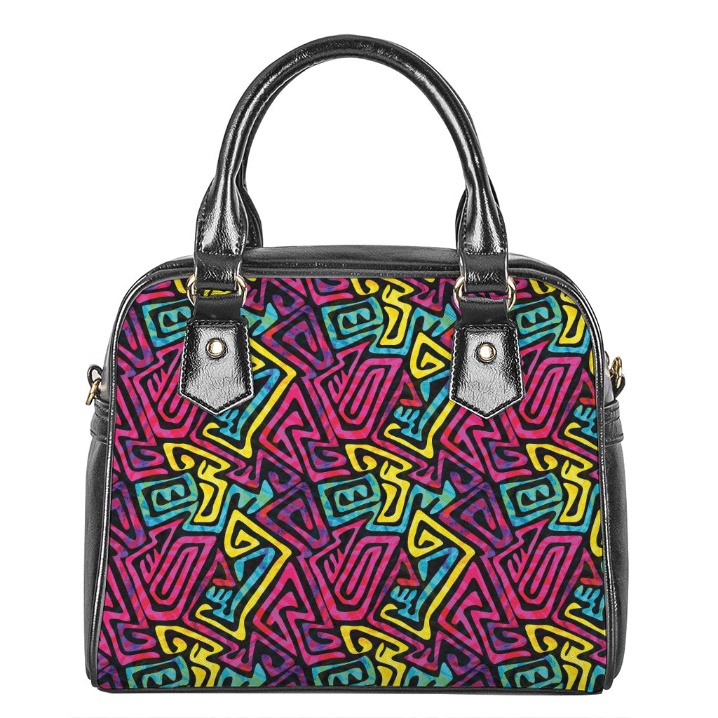 Psychedelic Funky Pattern Print Shoulder Handbag