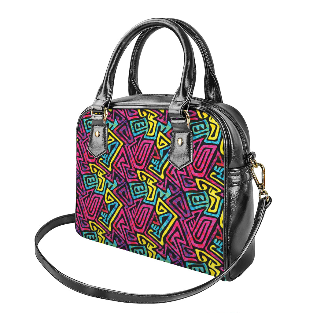 Psychedelic Funky Pattern Print Shoulder Handbag