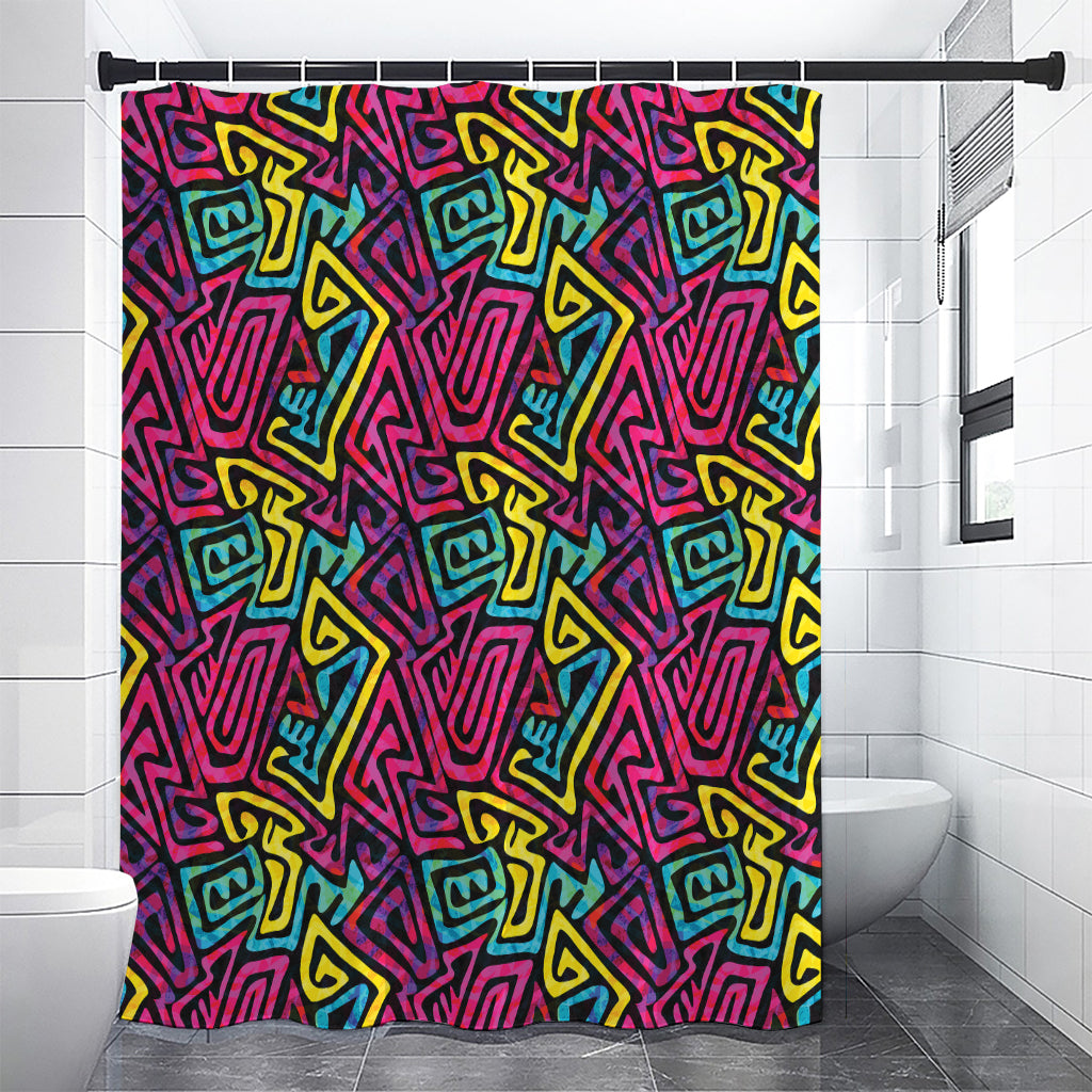 Psychedelic Funky Pattern Print Shower Curtain