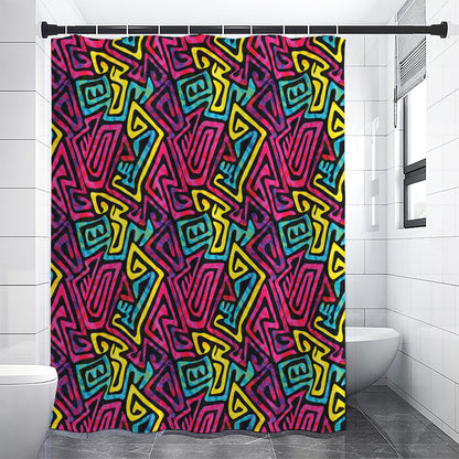 Psychedelic Funky Pattern Print Shower Curtain