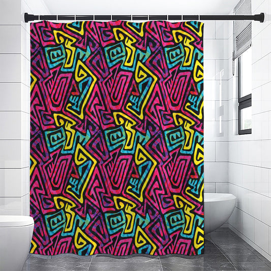 Psychedelic Funky Pattern Print Shower Curtain