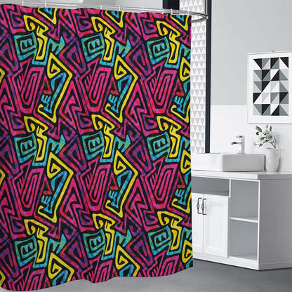 Psychedelic Funky Pattern Print Shower Curtain