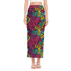 Psychedelic Funky Pattern Print Side Slit Maxi Skirt