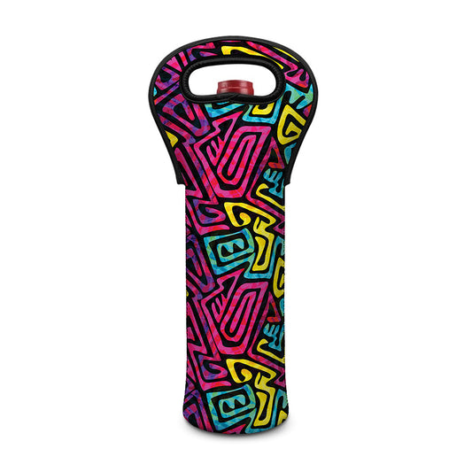 Psychedelic Funky Pattern Print Single Neoprene Wine Tote