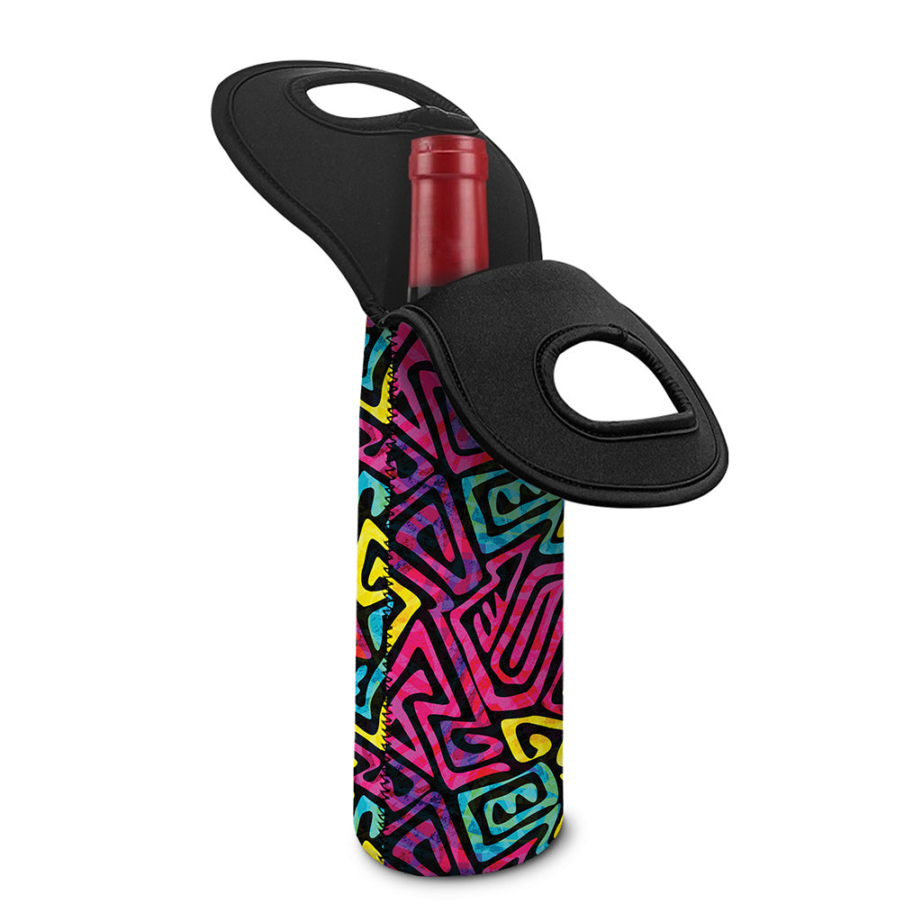 Psychedelic Funky Pattern Print Single Neoprene Wine Tote
