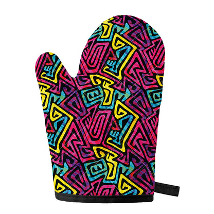 Psychedelic Funky Pattern Print Single Oven Mitt