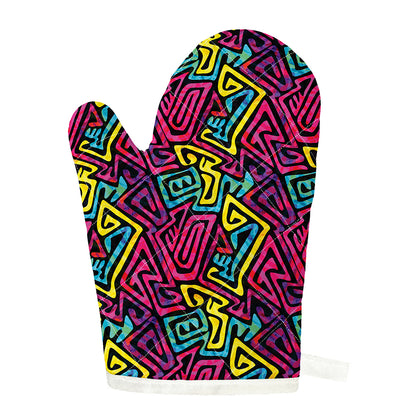 Psychedelic Funky Pattern Print Single Oven Mitt