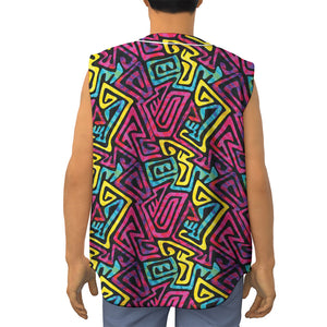 Psychedelic Funky Pattern Print Sleeveless Baseball Jersey