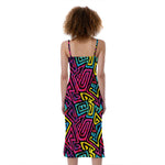 Psychedelic Funky Pattern Print Slim Fit Midi Cami Dress