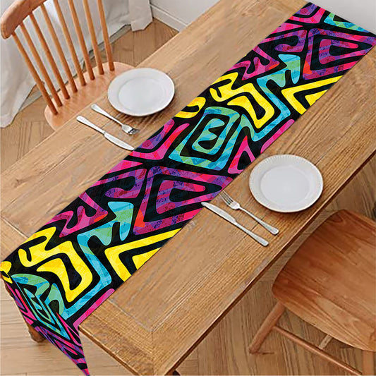 Psychedelic Funky Pattern Print Table Runner