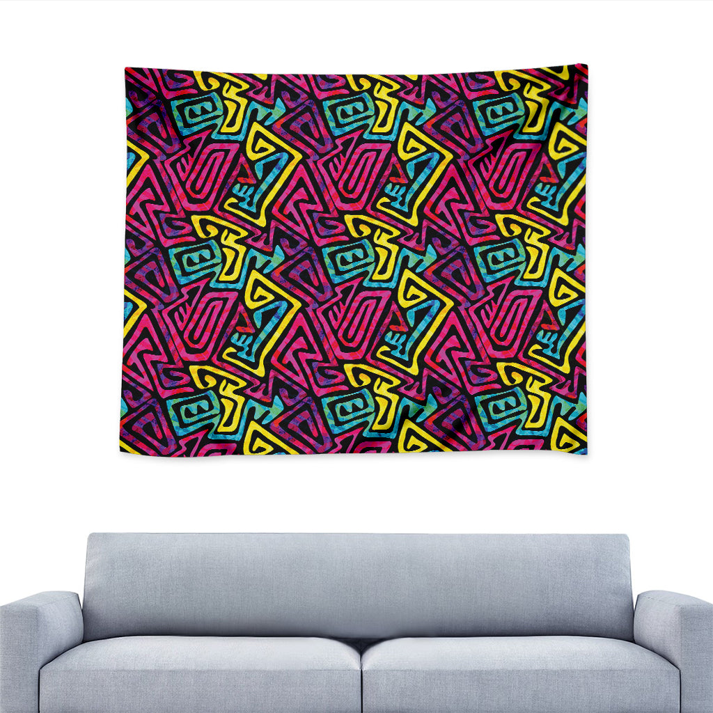 Psychedelic Funky Pattern Print Tapestry