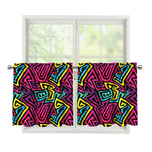Psychedelic Funky Pattern Print Tier Curtains