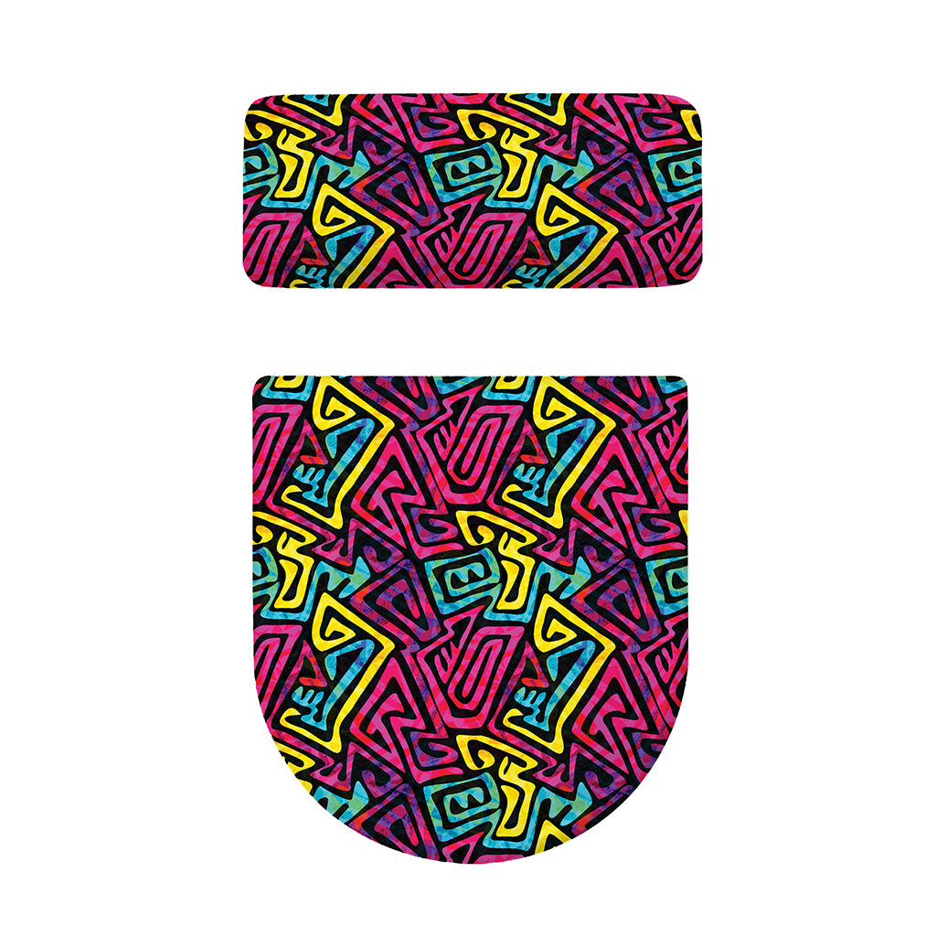 Psychedelic Funky Pattern Print Toilet Lid And Tank Cover Set