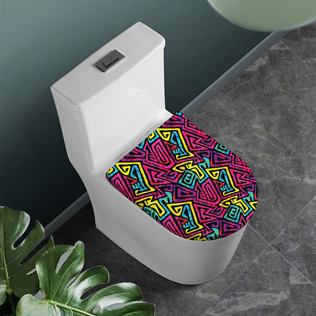 Psychedelic Funky Pattern Print Toilet Lid Cover