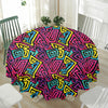 Psychedelic Funky Pattern Print Waterproof Round Tablecloth