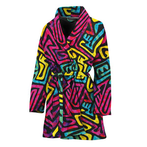 Psychedelic Funky Pattern Print Women's Bathrobe