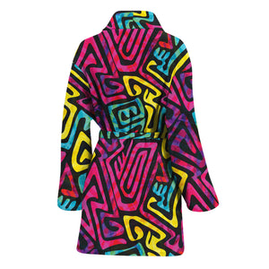 Psychedelic Funky Pattern Print Women's Bathrobe