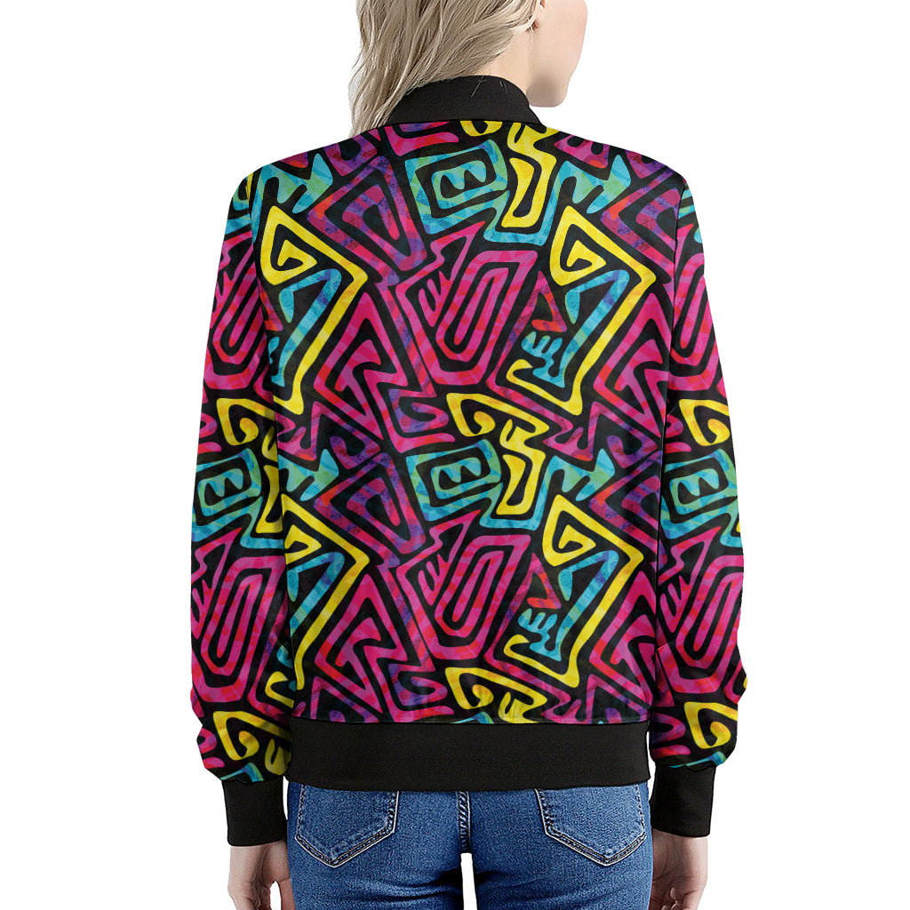 Psychedelic Funky Pattern Print Women's Bomber Jacket