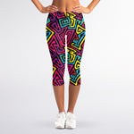 Psychedelic Funky Pattern Print Women's Capri Leggings