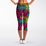 Psychedelic Funky Pattern Print Women's Capri Leggings