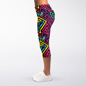 Psychedelic Funky Pattern Print Women's Capri Leggings