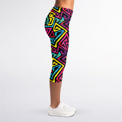 Psychedelic Funky Pattern Print Women's Capri Leggings