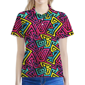 Psychedelic Funky Pattern Print Women's Polo Shirt