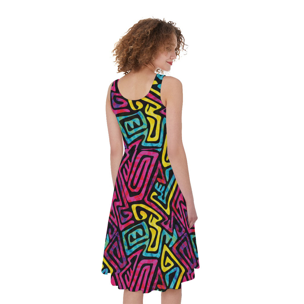 Psychedelic Funky Pattern Print Women's Sleeveless Dress