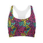 Psychedelic Funky Pattern Print Women's Sports Bra