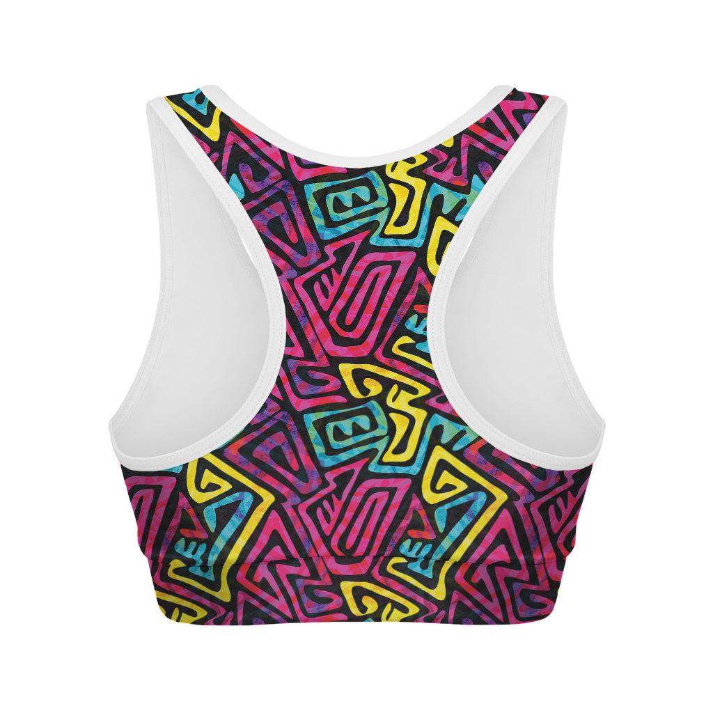 Psychedelic Funky Pattern Print Women's Sports Bra