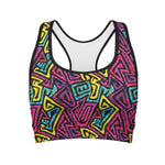 Psychedelic Funky Pattern Print Women's Sports Bra