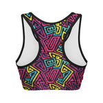 Psychedelic Funky Pattern Print Women's Sports Bra