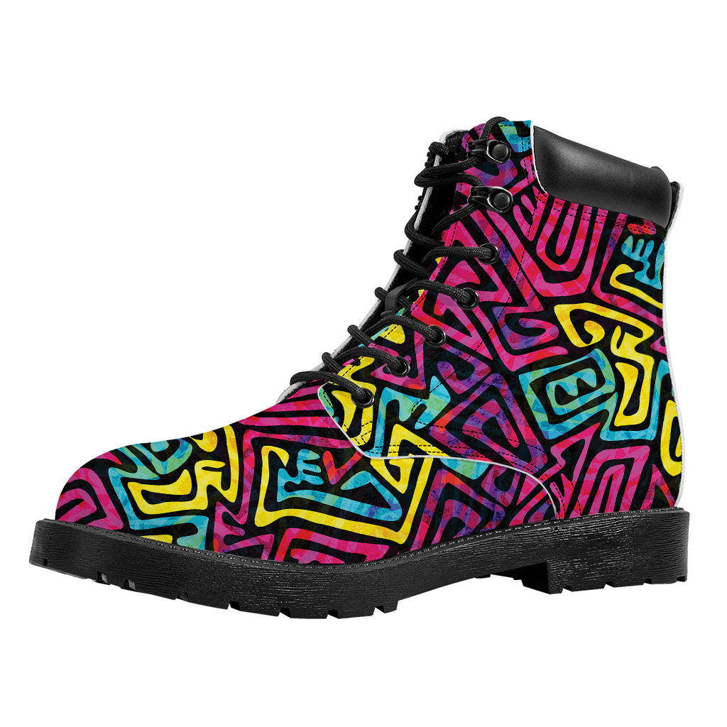 Psychedelic Funky Pattern Print Work Boots