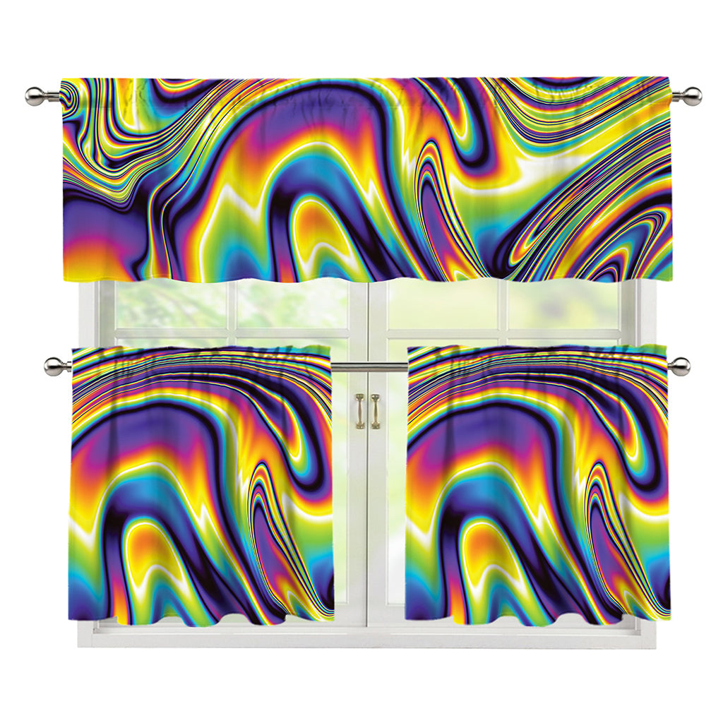 Psychedelic Gradient Print 3 Piece Kitchen Curtains